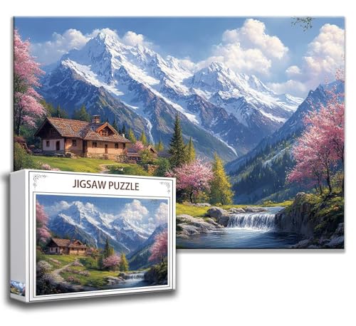 Gebirge Puzzle 120 Teile Kinder, Jigsaw Puzzle Landschaft Puzzle Erwachsene, Junge, Mädchen, Geschicklichkeitsspiel für Die Ganze Familie, Klassische Holzpuzzle für Wand Zimmer Deko Wohnzimmer O-4 von Zhngzoyn