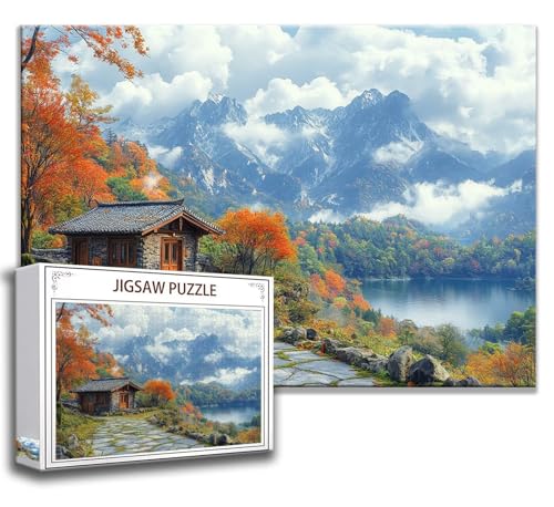 Gebirge Puzzle 300 Teile Kinder, Jigsaw Puzzle Landschaft Puzzle Erwachsene, Junge, Mädchen, Geschicklichkeitsspiel für Die Ganze Familie, Klassische Holzpuzzle für Wand Zimmer Deko Wohnzimmer L-9 von Zhngzoyn