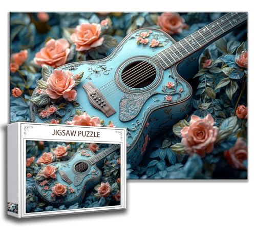 Gitarre Puzzle 300 Teile Kinder, Jigsaw Puzzle Landschaft Puzzle Erwachsene, Junge, Mädchen, Geschicklichkeitsspiel für Die Ganze Familie, Klassische Holzpuzzle für Wand Zimmer Deko Wohnzimmer X-0 von Zhngzoyn