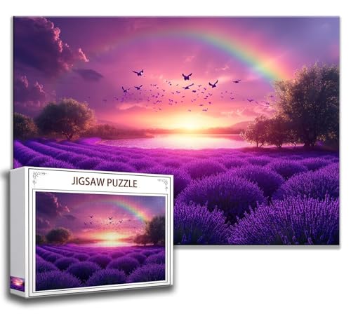 Landschaft Puzzle 120 Teile Kinder, Jigsaw Puzzle Lavendel Puzzle Erwachsene, Junge, Mädchen, Geschicklichkeitsspiel für Die Ganze Familie, Klassische Holzpuzzle für Wand Zimmer Deko Wohnzimmer N-4 von Zhngzoyn