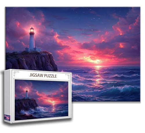 Landschaft Puzzle 200 Teile Kinder, Jigsaw Puzzle Leuchtturm Puzzle Erwachsene, Junge, Mädchen, Geschicklichkeitsspiel für Die Ganze Familie, Klassische Holzpuzzle für Wand Zimmer Deko Wohnzimmer U-7 von Zhngzoyn