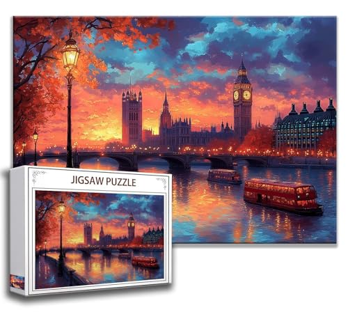 London Puzzle 300 Teile Kinder, Jigsaw Puzzle Big Ben Puzzle Erwachsene, Junge, Mädchen, Geschicklichkeitsspiel für Die Ganze Familie, Klassische Holzpuzzle für Wand Deko Wohnzimmer, Geschenke J-9 von Zhngzoyn