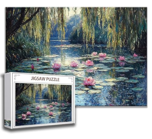 Lotus Puzzle 120 Teile Kinder, Jigsaw Puzzle Berühmte Gemälde Puzzle Erwachsene, Junge, Mädchen, Geschicklichkeitsspiel für Die Ganze Familie, Klassische Holzpuzzle für Wand Zimmer Deko Wohnzimmer T-7 von Zhngzoyn