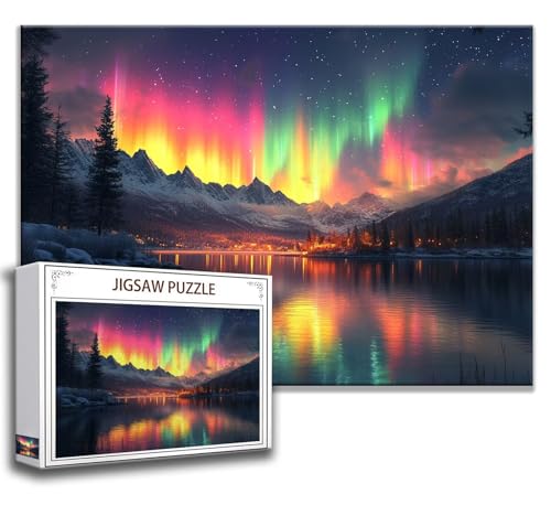 Nordlicht Puzzle 120 Teile Kinder, Jigsaw Puzzle Natur Puzzle Erwachsene, Junge, Mädchen, Geschicklichkeitsspiel für Die Ganze Familie, Klassische Holzpuzzle für Wand Deko Wohnzimmer, Geschenke C-8 von Zhngzoyn