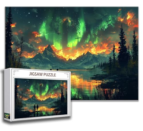 Nordlicht Puzzle 300 Teile Kinder, Jigsaw Puzzle Landschaft Puzzle Erwachsene, Junge, Mädchen, Geschicklichkeitsspiel für Die Ganze Familie, Klassische Holzpuzzle für Wand Zimmer Deko Wohnzimmer W-0 von Zhngzoyn