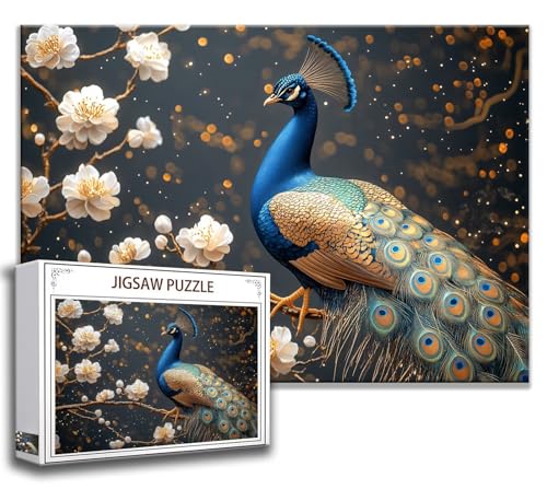 Pfau Puzzle 200 Teile Kinder, Jigsaw Puzzle Blume Puzzle Erwachsene, Junge, Mädchen, Geschicklichkeitsspiel für Die Ganze Familie, Klassische Holzpuzzle für Wand Zimmer Deko Wohnzimmer, Geschenke I-2 von Zhngzoyn