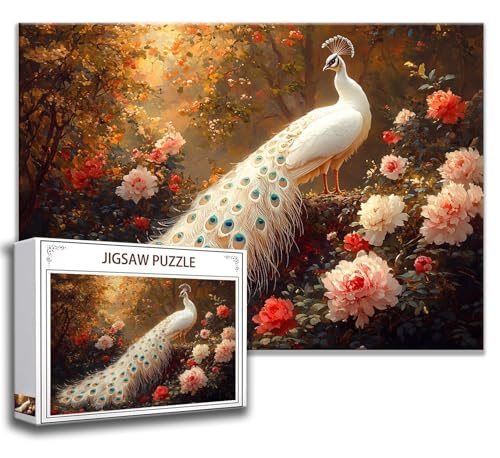 Pfau Puzzle 200 Teile Kinder, Jigsaw Puzzle Blume Puzzle Erwachsene, Junge, Mädchen, Geschicklichkeitsspiel für Die Ganze Familie, Klassische Holzpuzzle für Wand Zimmer Deko Wohnzimmer, Geschenke K-0 von Zhngzoyn