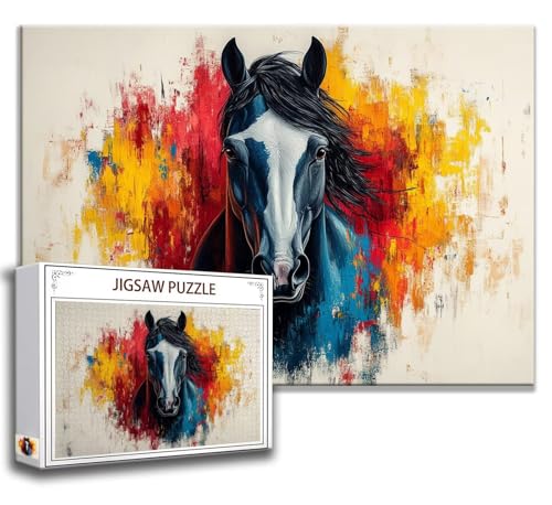 Pferd Puzzle 120 Teile Kinder, Jigsaw Puzzle Bunt Puzzle Erwachsene, Junge, Mädchen, Geschicklichkeitsspiel für Die Ganze Familie, Klassische Holzpuzzle für Wand Zimmer Deko Wohnzimmer, Geschenke C-6 von Zhngzoyn