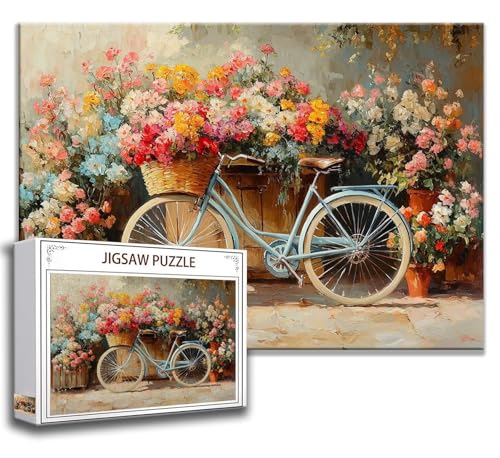 Puzzle 1000 Teile Blume Puzzle Erwachsene Anspruchsvoll, Holzpuzzle Jigsaw Puzzle Fahrrad Puzzle 75x50 cm Impossible Puzzle für Männer, Klassische Puzzles für Erwachsene Frauen, ältere Menschen G-3 von Zhngzoyn