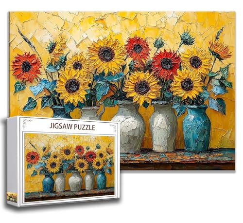 Puzzle 1000 Teile Blume Puzzle Erwachsene Anspruchsvoll, Holzpuzzle Jigsaw Puzzle Sonnenblume Puzzle Groß XXL 75 x 50 cm Impossible Puzzle für Männer, Klassische Puzzles für Erwachsene Frauen I-3 von Zhngzoyn