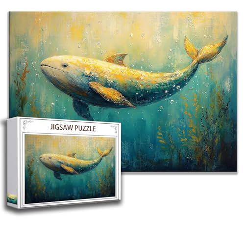 Puzzle 1000 Teile Delphin Puzzle Erwachsene Anspruchsvoll, Holzpuzzle Jigsaw Puzzle Fisch Puzzle 75x50 cm Impossible Puzzle für Männer, Klassische Puzzles für Erwachsene Frauen, ältere Menschen L-8 von Zhngzoyn