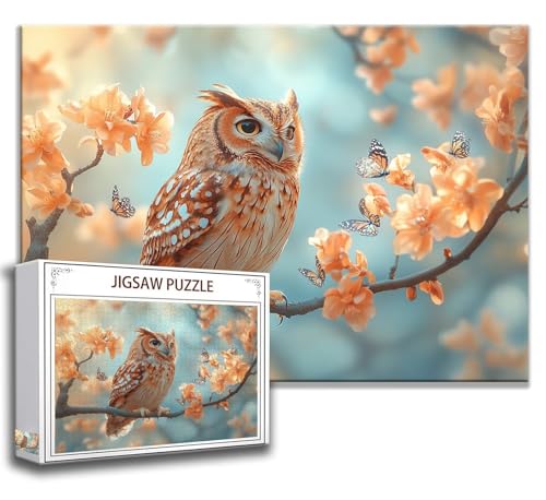 Puzzle 1000 Teile Eule Puzzle Erwachsene Anspruchsvoll, Holzpuzzle Jigsaw Puzzle Tier Puzzle Groß 75 x 50 cm Impossible Puzzle für Männer, Klassische Puzzles für Erwachsene Frauen, ältere Menschen M-4 von Zhngzoyn