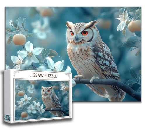 Puzzle 1000 Teile Eule Puzzle Erwachsene Anspruchsvoll, Holzpuzzle Jigsaw Puzzle Tier Puzzle Groß 75 x 50 cm Impossible Puzzle für Männer, Klassische Puzzles für Erwachsene Frauen, ältere Menschen C-0 von Zhngzoyn