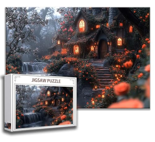 Puzzle 1000 Teile Fallen Puzzle Erwachsene Anspruchsvoll, Holzpuzzle Jigsaw Puzzle Schloss Puzzle Groß 75 x 50 cm Impossible Puzzle für Männer, Puzzles für Erwachsene Frauen, ältere Menschen I-5 von Zhngzoyn