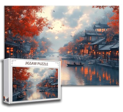 Puzzle 1000 Teile Fluss Puzzle Erwachsene Anspruchsvoll, Holzpuzzle Jigsaw Puzzle Architektur Puzzle Groß XXL 75 x 50 cm Impossible Puzzle für Männer, Klassische Puzzles für Erwachsene Frauen P-9 von Zhngzoyn