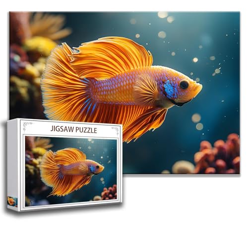 Puzzle 1000 Teile Goldfisch Puzzle Erwachsene Anspruchsvoll, Holzpuzzle Jigsaw Puzzle Fisch Puzzle Groß 75 x 50 cm Impossible Puzzle für Männer, Puzzles für Erwachsene Frauen, ältere Menschen A-5 von Zhngzoyn