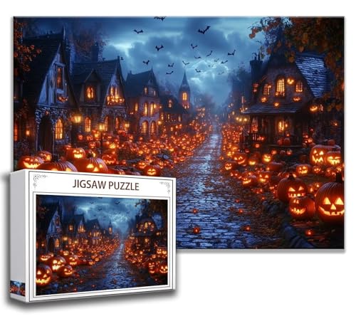 Puzzle 1000 Teile Halloween Puzzle Erwachsene Anspruchsvoll, Holzpuzzle Jigsaw Puzzle Kürbis Puzzle Groß XXL 75 x 50 cm Impossible Puzzle für Männer, Klassische Puzzles für Erwachsene Frauen R-8 von Zhngzoyn