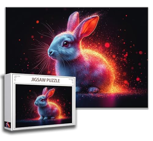 Puzzle 1000 Teile Kaninchen Puzzle Erwachsene Anspruchsvoll, Holzpuzzle Jigsaw Puzzle Landschaft Puzzle Groß XXL 75 x 50 cm Impossible Puzzle für Männer, Klassische Puzzles für Erwachsene Frauen D-3 von Zhngzoyn