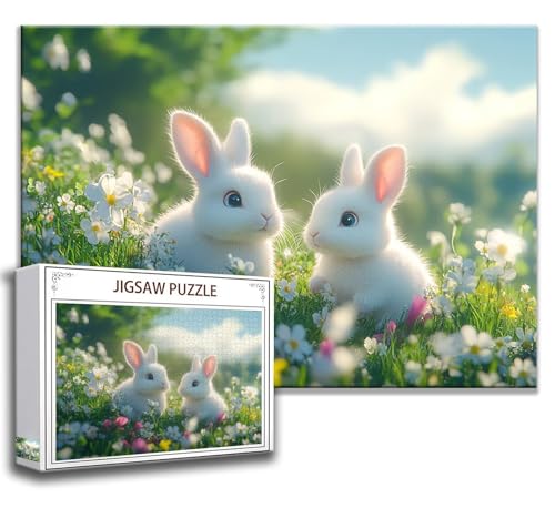 Puzzle 1000 Teile Kaninchen Puzzle Erwachsene Anspruchsvoll, Holzpuzzle Jigsaw Puzzle Niedlich Puzzle Groß XXL 75 x 50 cm Impossible Puzzle für Männer, Klassische Puzzles für Erwachsene Frauen B-1 von Zhngzoyn