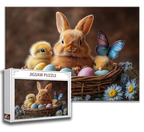 Puzzle 1000 Teile Kaninchen Puzzle Erwachsene Anspruchsvoll, Holzpuzzle Jigsaw Puzzle Schmetterling Puzzle Groß 75 x 50 cm Impossible Puzzle für Männer, Klassische Puzzles für Erwachsene Frauen E-9 von Zhngzoyn