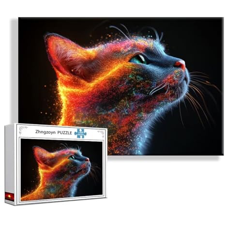 Puzzle 1000 Teile Katze, Puzzle Erwachsene Anspruchsvoll Jigsaw Tier Groß XXL 75 x 50 cm, Klassische Impossible Jigsaw Art für Frauen Männer, Holzpuzzle für Deko Wohnzimmer, Geschenke zu Ostern V-0 Puzzle 1000 Teile Katze, Puzzle Erwachsene Anspruchsvoll Jigsaw Tier Groß XXL 75 x 50 cm, Klassische Impossible Jigsaw Art für Frauen Männer, Holzpuzzle für Deko Wohnzimmer, Geschenke zu Ostern V-0 von Zhngzoyn