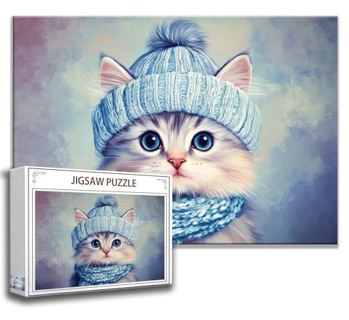 Puzzle 1000 Teile Katze Puzzle Erwachsene Anspruchsvoll, Holzpuzzle Jigsaw Puzzle Niedlich Puzzle Groß 75 x 50 cm Impossible Puzzle für Männer, Puzzles für Erwachsene Frauen, ältere Menschen F-2 von Zhngzoyn