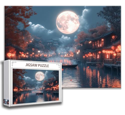 Puzzle 1000 Teile Landschaft Puzzle Erwachsene Anspruchsvoll, Holzpuzzle Jigsaw Puzzle Mond Puzzle Groß 75 x 50 cm Impossible Puzzle für Männer, Puzzles für Erwachsene Frauen, ältere Menschen L-4 von Zhngzoyn