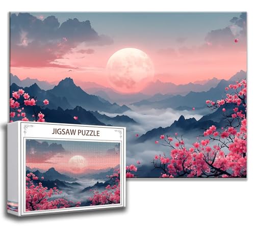 Puzzle 1000 Teile Landschaft Puzzle Erwachsene Anspruchsvoll, Holzpuzzle Jigsaw Puzzle Mond Puzzle Groß 75 x 50 cm Impossible Puzzle für Männer, Puzzles für Erwachsene Frauen, ältere Menschen V-6 von Zhngzoyn