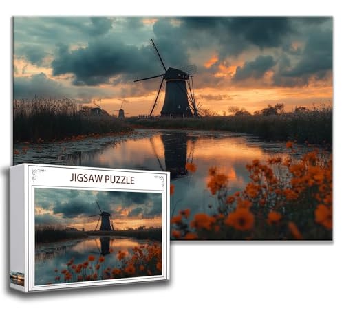 Puzzle 1000 Teile Landschaft Puzzle Erwachsene Anspruchsvoll, Holzpuzzle Jigsaw Puzzle Windmühle Puzzle Groß XXL 75 x 50 cm Impossible Puzzle für Männer, Klassische Puzzles für Erwachsene Frauen Y-2 von Zhngzoyn