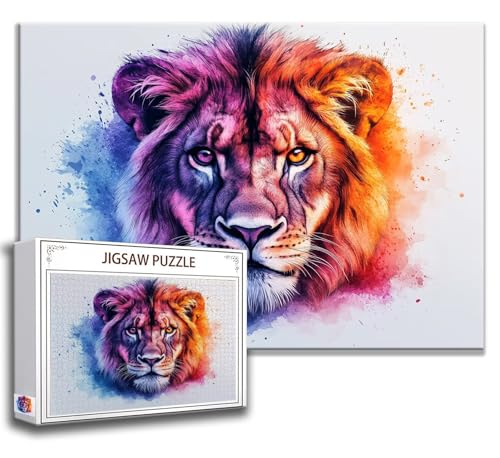 Puzzle 1000 Teile Löwe Puzzle Erwachsene Anspruchsvoll, Holzpuzzle Jigsaw Puzzle Tier Puzzle Groß 75 x 50 cm Impossible Puzzle für Männer, Klassische Puzzles für Erwachsene Frauen, ältere Menschen C-4 von Zhngzoyn