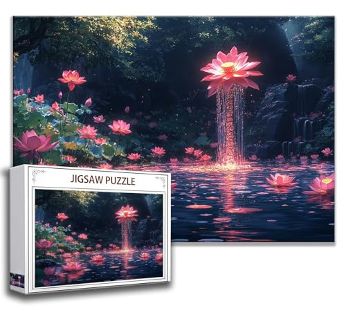 Puzzle 1000 Teile Lotus Puzzle Erwachsene Anspruchsvoll, Holzpuzzle Jigsaw Puzzle Blume Puzzle Groß 75x50 cm Impossible Puzzle für Männer, Klassische Puzzles für Erwachsene Frauen, ältere Menschen I-4 von Zhngzoyn