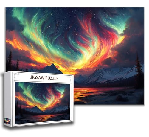 Puzzle 1000 Teile Nordlicht Puzzle Erwachsene Anspruchsvoll, Holzpuzzle Jigsaw Puzzle Natur Puzzle Groß 75 x 50 cm Impossible Puzzle für Männer, Puzzles für Erwachsene Frauen, ältere Menschen E-4 von Zhngzoyn