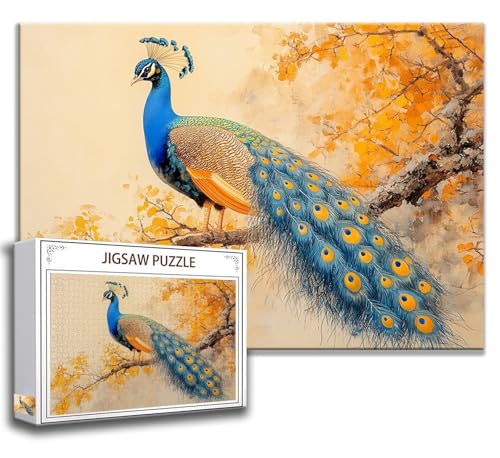 Puzzle 1000 Teile Pfau Puzzle Erwachsene Anspruchsvoll, Holzpuzzle Jigsaw Puzzle Tier Puzzle Groß 75 x 50 cm Impossible Puzzle für Männer, Klassische Puzzles für Erwachsene Frauen, ältere Menschen L-7 von Zhngzoyn