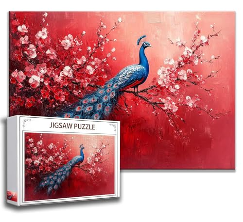 Puzzle 1000 Teile Pfau Puzzle Erwachsene Anspruchsvoll, Holzpuzzle Jigsaw Puzzle Tier Puzzle Groß 75 x 50 cm Impossible Puzzle für Männer, Klassische Puzzles für Erwachsene Frauen, ältere Menschen O-5 von Zhngzoyn