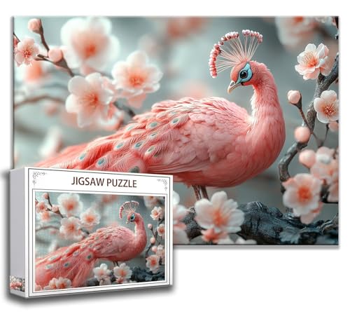 Puzzle 1000 Teile Pfau Puzzle Erwachsene Anspruchsvoll, Holzpuzzle Jigsaw Puzzle Vogel Puzzle Groß 75x50 cm Impossible Puzzle für Männer, Klassische Puzzles für Erwachsene Frauen, ältere Menschen K-5 von Zhngzoyn