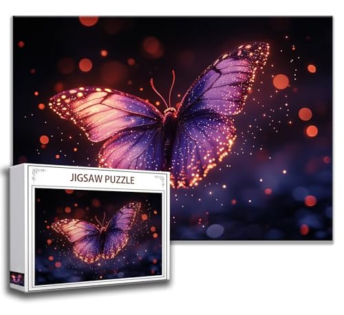 Puzzle 1000 Teile Schmetterling Puzzle Erwachsene Anspruchsvoll, Holzpuzzle Jigsaw Puzzle Lila Puzzle Groß XXL 75 x 50 cm Impossible Puzzle für Männer, Klassische Puzzles für Erwachsene Frauen U-6 von Zhngzoyn