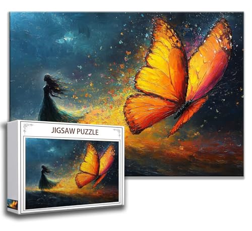 Puzzle 1000 Teile Schmetterling Puzzle Erwachsene Anspruchsvoll, Holzpuzzle Jigsaw Puzzle Mädchen Puzzle Groß XXL 75 x 50 cm Impossible Puzzle für Männer, Klassische Puzzles für Erwachsene Frauen K-0 von Zhngzoyn