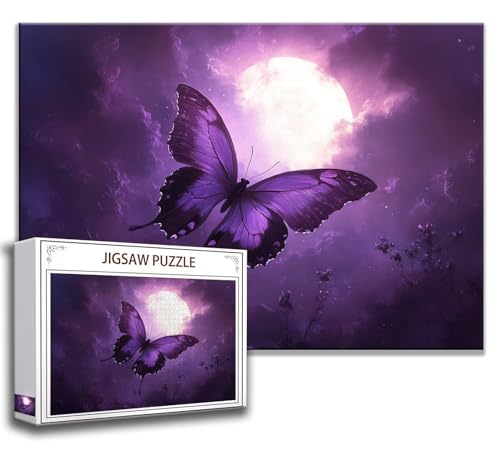 Puzzle 1000 Teile Schmetterling Puzzle Erwachsene Anspruchsvoll, Holzpuzzle Jigsaw Puzzle Mond Puzzle Groß XXL 75 x 50 cm Impossible Puzzle für Männer, Klassische Puzzles für Erwachsene Frauen I-9 von Zhngzoyn