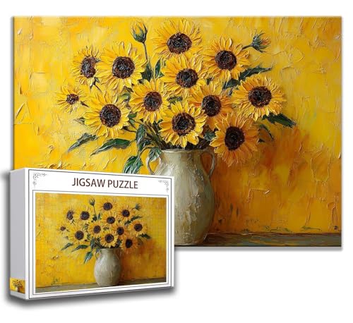 Puzzle 1000 Teile Sonnenblume Puzzle Erwachsene Anspruchsvoll, Holzpuzzle Jigsaw Puzzle Blume Puzzle Groß XXL 75 x 50 cm Impossible Puzzle für Männer, Klassische Puzzles für Erwachsene Frauen D-6 von Zhngzoyn