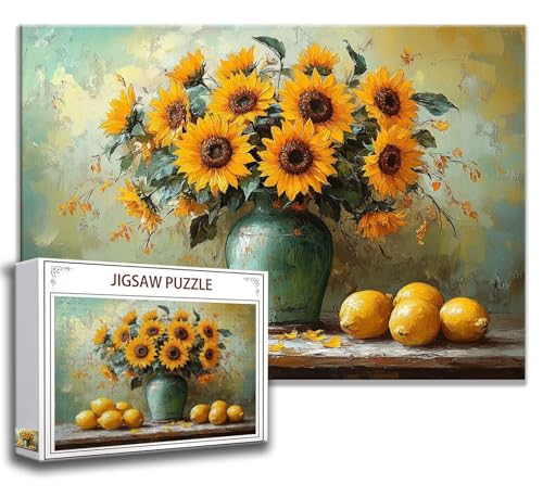 Puzzle 1000 Teile Sonnenblume Puzzle Erwachsene Anspruchsvoll, Holzpuzzle Jigsaw Puzzle Landschaft Puzzle Groß XXL 75 x 50 cm Impossible Puzzle für Männer, Klassische Puzzles für Erwachsene Frauen V-7 von Zhngzoyn