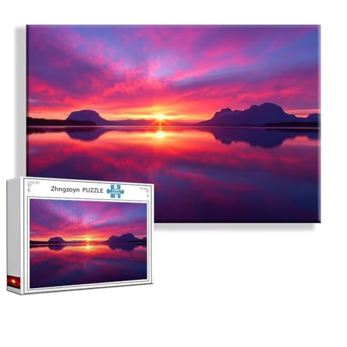 Puzzle 1000 Teile Sonnenuntergang, Puzzle Erwachsene Anspruchsvoll Jigsaw Ozean Groß XXL 75x50 cm, Klassische Impossible Jigsaw Art für Frauen Männer, Holzpuzzle für Deko Wohnzimmer Geschenke J-7 von Zhngzoyn