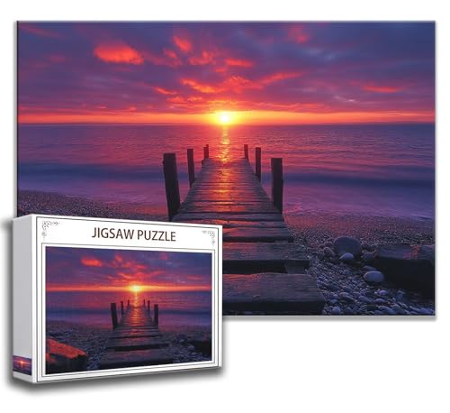 Puzzle 1000 Teile Sonnenuntergang Puzzle Erwachsene Anspruchsvoll, Holzpuzzle Jigsaw Puzzle Landschaft Puzzle Groß 75 x 50 cm Impossible Puzzle für Männer, Klassische Puzzles für Erwachsene Frauen D-4 von Zhngzoyn