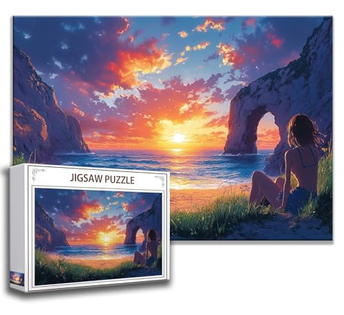 Puzzle 1000 Teile Sonnenuntergang Puzzle Erwachsene Anspruchsvoll, Holzpuzzle Jigsaw Puzzle Landschaft Puzzle Groß 75 x 50 cm Impossible Puzzle für Männer, Klassische Puzzles für Erwachsene Frauen J-7 von Zhngzoyn