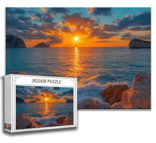 Puzzle 1000 Teile Sonnenuntergang Puzzle Erwachsene Anspruchsvoll, Holzpuzzle Jigsaw Puzzle Landschaft Puzzle Groß 75 x 50 cm Impossible Puzzle für Männer, Klassische Puzzles für Erwachsene Frauen M-6 von Zhngzoyn