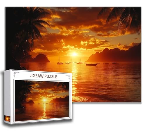 Puzzle 1000 Teile Sonnenuntergang Puzzle Erwachsene Anspruchsvoll, Holzpuzzle Jigsaw Puzzle Landschaft Puzzle Groß 75 x 50 cm Impossible Puzzle für Männer, Klassische Puzzles für Erwachsene Frauen Q-3 von Zhngzoyn