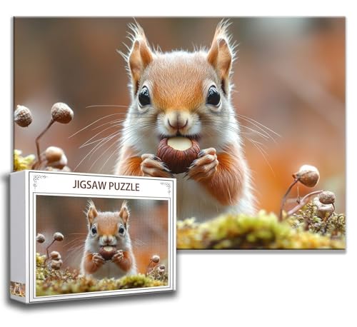 Puzzle 1000 Teile Tier Puzzle Erwachsene Anspruchsvoll, Holzpuzzle Jigsaw Puzzle Eichhörnchen Puzzle Groß XXL 75 x 50 cm Impossible Puzzle für Männer, Klassische Puzzles für Erwachsene Frauen B-5 von Zhngzoyn