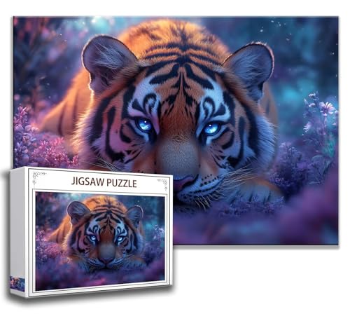 Puzzle 1000 Teile Tier Puzzle Erwachsene Anspruchsvoll, Holzpuzzle Jigsaw Puzzle Tiger Puzzle Groß 75x50 cm Impossible Puzzle für Männer, Klassische Puzzles für Erwachsene Frauen, ältere Menschen H-4 von Zhngzoyn