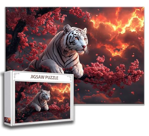 Puzzle 1000 Teile Tiger Puzzle Erwachsene Anspruchsvoll, Holzpuzzle Jigsaw Puzzle Baum Puzzle Groß 75x50 cm Impossible Puzzle für Männer, Klassische Puzzles für Erwachsene Frauen, ältere Menschen L-4 von Zhngzoyn