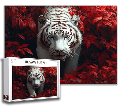 Puzzle 1000 Teile Tiger Puzzle Erwachsene Anspruchsvoll, Holzpuzzle Jigsaw Puzzle Tier Puzzle Groß 75x50 cm Impossible Puzzle für Männer, Klassische Puzzles für Erwachsene Frauen, ältere Menschen T-0 von Zhngzoyn