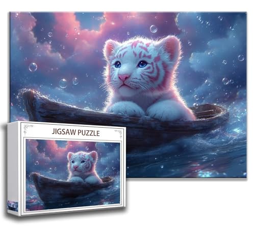 Puzzle 1000 Teile Tiger Puzzle Erwachsene Anspruchsvoll, Holzpuzzle Jigsaw Puzzle Tier Puzzle Groß 75x50 cm Impossible Puzzle für Männer, Klassische Puzzles für Erwachsene Frauen, ältere Menschen B-1 von Zhngzoyn